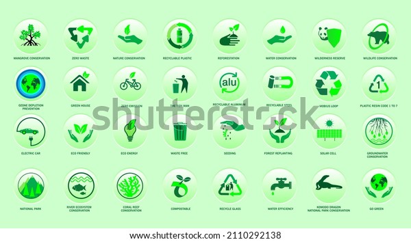 Comprehensive icons set\
of nature\
conservation