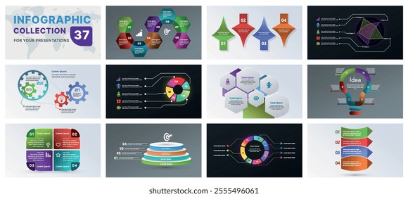 A comprehensive infographic set with modern design elements, including charts, flowcharts, and icons. Perfect for business presentations, marketing strategies, and project planning.