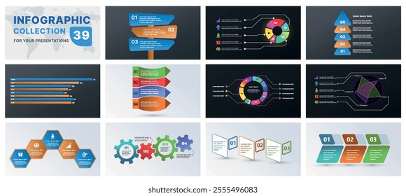 A comprehensive infographic set with modern design elements, including charts, flowcharts, and icons. Perfect for business presentations, marketing strategies, and project planning.