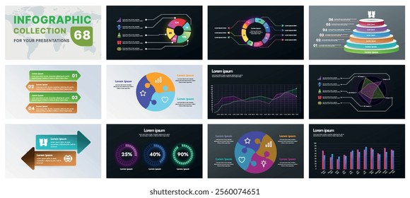 A comprehensive infographic set with modern design elements, including charts, flowcharts, and icons. Perfect for business presentations, marketing strategies, and project planning.