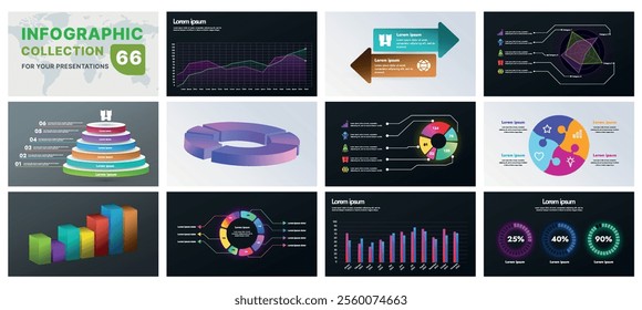 A comprehensive infographic set with modern design elements, including charts, flowcharts, and icons. Perfect for business presentations, marketing strategies, and project planning.