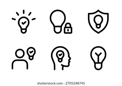 Conjunto abrangente de ícones de propriedade intelectual com símbolos de proteção modernos criados para visuais de direitos legais, gráficos de propriedade criativa e projetos de marca profissional
