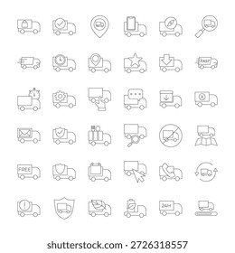 Grande conjunto abrangente de vários ícones de linha de entrega e logística.