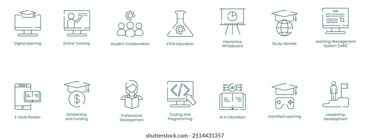 Ícones de Vetor de Aprendizagem e Desenvolvimento Abrangentes