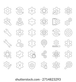 Completo conjunto de iconos de línea de varios símbolos y controles de interfaz de usuario.