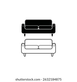 Pacote de ícone de sofá de sala de estar abrangente com detalhes desenhados à mão e silhuetas otimizadas para modelos gráficos e design de interface do usuário