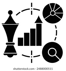 Comprehensive marketing strategy silhouette vector art illustration design, perfect for business plans, promotional campaigns, and corporate presentations. Ideal for visualizing strategic goals.