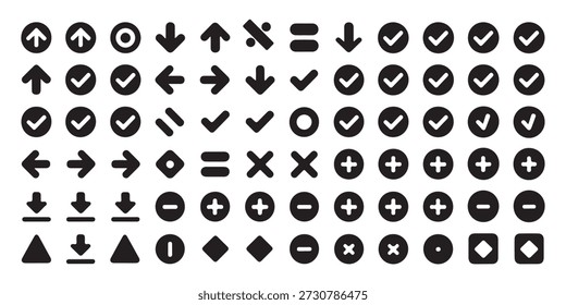Completo mega conjunto de iconos y símbolos negros minimalistas para la interfaz de usuario