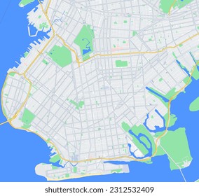 Comprehensive New York Brooklyn Map Vector Precise and Detailed Cartographic Illustration for Graphic Design, Navigation, and Travel-related Projects