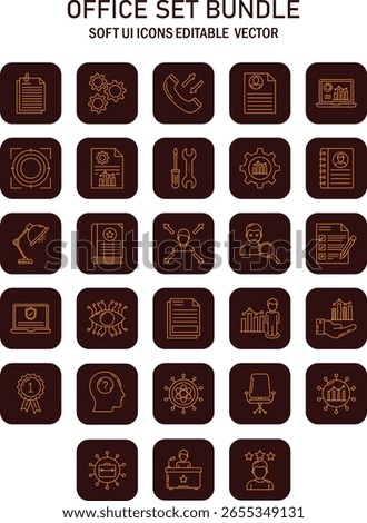 Comprehensive office suite design: Harmonious soft user interface icons for enhanced productivity and seamless