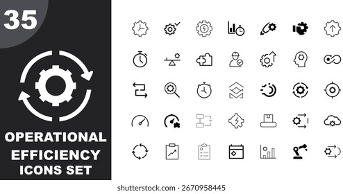 Umfassendes Icon-Set zur Optimierung der betrieblichen Effizienz für Unternehmen und Arbeitsabläufe