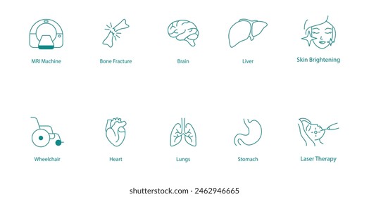  Comprehensive Organ Health and Medical Treatments Vector Icon Collection