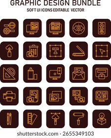 Comprehensive outline design elements for design related to web graphics applications editable vector formats