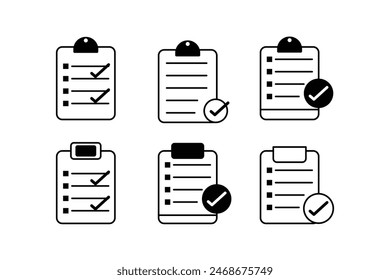 Comprehensive paper checklist Set of Vector Icons Templates for Efficient Planning