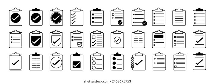 Comprehensive paper checklist Set of Vector Icons Templates for Efficient Planning