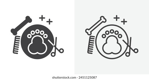 Comprehensive Pet Grooming Service Icon Set with Tools and Accessories