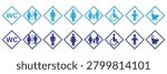 A comprehensive restroom and accessibility sign icon set featuring public toilet symbols for men, women, family facilities, wheelchair access, baby changing stations, and unisex restrooms. Designed in clean geometric diamond-shaped frames with monochrome and blue color variations, these icons are ideal for public facilities, airports, shopping centers, office buildings, hospitals, schools, transportation hubs, and wayfinding systems. Modern vector-style signage suitable for both digital and print applications.