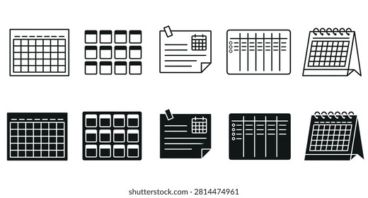 Comprehensive Scheduling And Time Management Icon Collection

#CalendarIcons #PlannerDesign #TimeManagement #ProductivityTools #Scheduling #BusinessIcons #GraphicAssets #VectorIcons #UIUXDesign #Organization