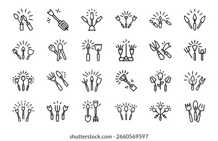 A comprehensive set of 24 black and white line icons representing diverse concepts such as business strategy, education, customer service, and daily life activities.