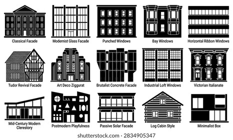 A comprehensive set of architectural facade designs