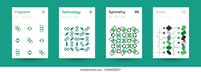 Comprehensive Set of Geometric Patterns: Ideal for Designers, Featuring a Wide Range of Symmetrical Shapes and Repeating Motifs for Versatile Use in Digital and Print Projects. Vector Illustration.