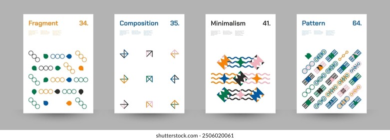 Comprehensive Set of Geometric Patterns: Ideal for Designers, Featuring a Wide Range of Symmetrical Shapes and Repeating Motifs for Versatile Use in Digital and Print Projects. Vector Illustration.
