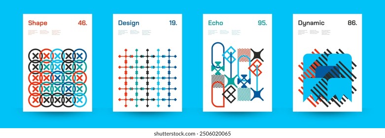 Comprehensive Set of Geometric Patterns: Ideal for Designers, Featuring a Wide Range of Symmetrical Shapes and Repeating Motifs for Versatile Use in Digital and Print Projects. Vector Illustration.