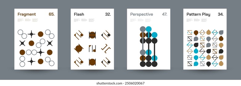 Comprehensive Set of Geometric Patterns: Ideal for Designers, Featuring a Wide Range of Symmetrical Shapes and Repeating Motifs for Versatile Use in Digital and Print Projects. Vector Illustration.