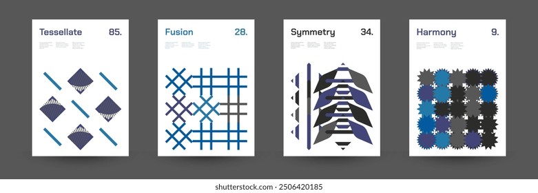 Comprehensive Set of Geometric Patterns: Ideal for Designers, Featuring a Wide Range of Symmetrical Shapes and Repeating Motifs for Versatile Use in Digital and Print Projects. Vector Illustration.	