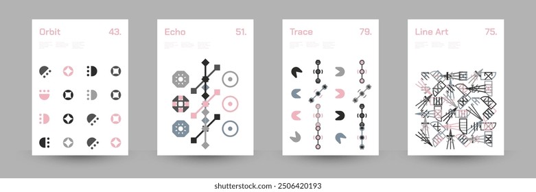Comprehensive Set of Geometric Patterns: Ideal for Designers, Featuring a Wide Range of Symmetrical Shapes and Repeating Motifs for Versatile Use in Digital and Print Projects. Vector Illustration.	