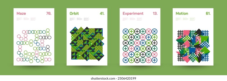 Comprehensive Set of Geometric Patterns: Ideal for Designers, Featuring a Wide Range of Symmetrical Shapes and Repeating Motifs for Versatile Use in Digital and Print Projects. Vector Illustration.	