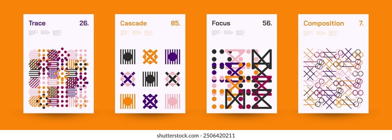 Comprehensive Set of Geometric Patterns: Ideal for Designers, Featuring a Wide Range of Symmetrical Shapes and Repeating Motifs for Versatile Use in Digital and Print Projects. Vector Illustration.	