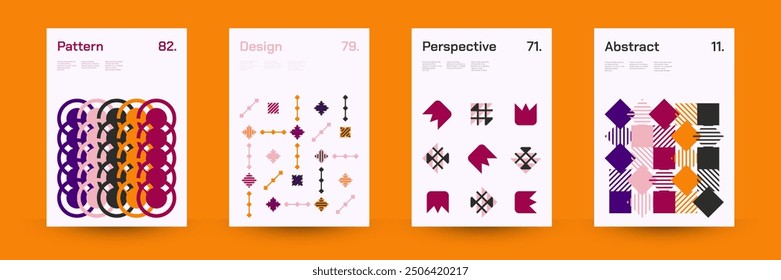 Comprehensive Set of Geometric Patterns: Ideal for Designers, Featuring a Wide Range of Symmetrical Shapes and Repeating Motifs for Versatile Use in Digital and Print Projects. Vector Illustration.	