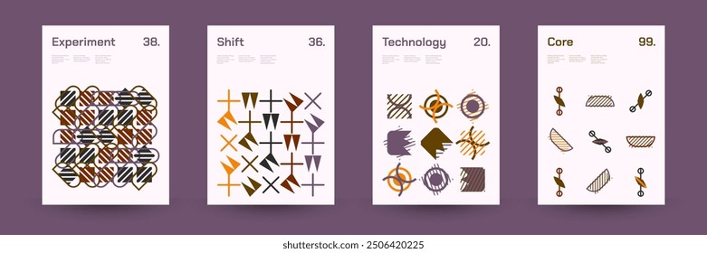 Comprehensive Set of Geometric Patterns: Ideal for Designers, Featuring a Wide Range of Symmetrical Shapes and Repeating Motifs for Versatile Use in Digital and Print Projects. Vector Illustration.	