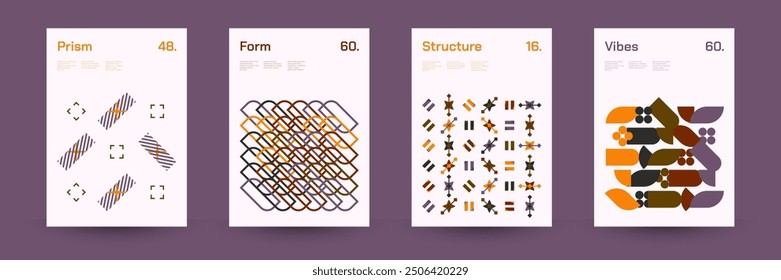Comprehensive Set of Geometric Patterns: Ideal for Designers, Featuring a Wide Range of Symmetrical Shapes and Repeating Motifs for Versatile Use in Digital and Print Projects. Vector Illustration.	