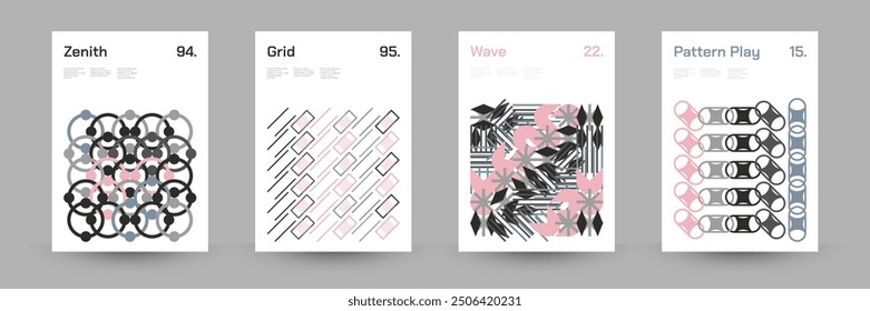 Comprehensive Set of Geometric Patterns: Ideal for Designers, Featuring a Wide Range of Symmetrical Shapes and Repeating Motifs for Versatile Use in Digital and Print Projects. Vector Illustration.	