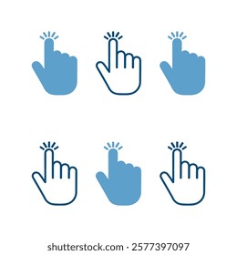 Comprehensive Set of Hand Cursor Icons - Click and Pointer Cursor Icon Collection for Digital, Web, and UIUX Design Isolated on White Background