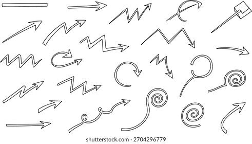 A comprehensive set of hand-drawn dotted line arrows, offering a clean yet artistic way to highlight information, show progression, or guide attention.