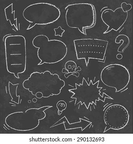 A comprehensive set of high detail Design grunge Chalkboard Speech Bubbles and comic elements.