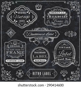 A comprehensive set of high detail Design grunge Chalkboard Labels and Elements.