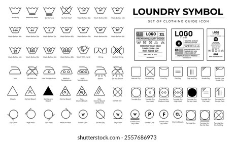 Comprehensive Set of Laundry Symbols and Clothing Care Instructions