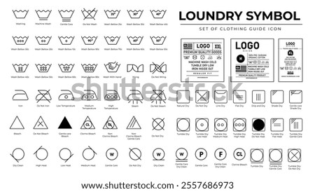 Comprehensive Set of Laundry Symbols and Clothing Care Instructions
