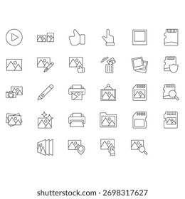 Conjunto completo de iconos de línea para la interfaz de usuario y la experiencia.
