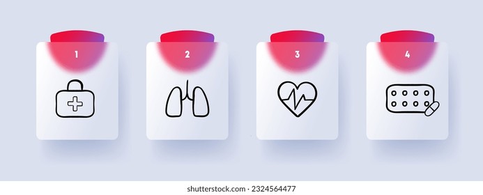 Un completo conjunto de íconos médicos que representan varios conceptos de salud, incluyendo médicos, enfermeras, hospitales. Icono de línea de vector para empresas