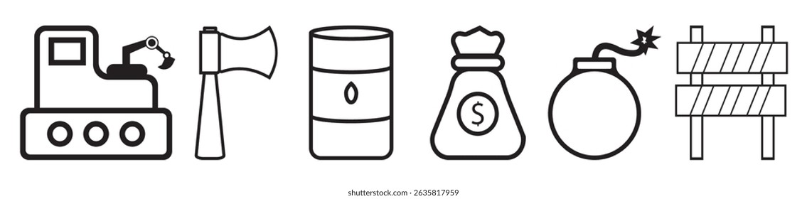 Comprehensive Set of Mining Operations Icons Vector Designs