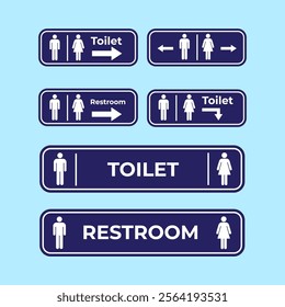 A comprehensive set of restroom and accessibility signage icons, suitable for navigation and informational purposes, featuring labels for men, women, handicap, baby, and other facilities