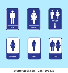 A comprehensive set of restroom and accessibility signage icons, suitable for navigation and informational purposes, featuring labels for men, women, handicap, baby, and other facilities