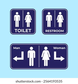 A comprehensive set of restroom and accessibility signage icons, suitable for navigation and informational purposes, featuring labels for men, women, handicap, baby, and other facilities