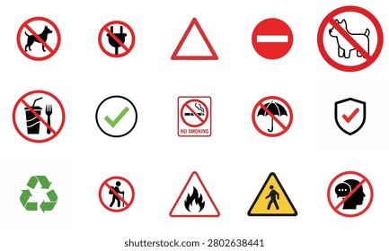 A comprehensive set of universally recognized symbols and icons for safety,