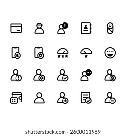 Comprehensive set of user profile and payment-related icons for financial and account interactions.